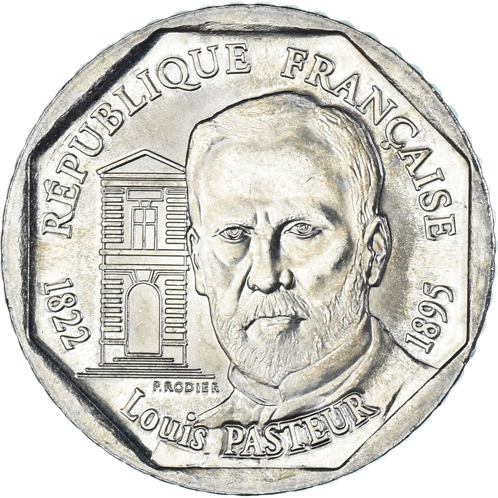 Moeda, França, Pasteur, 2 Francs, 1995, MS(60-62), Níquel, KM:1119