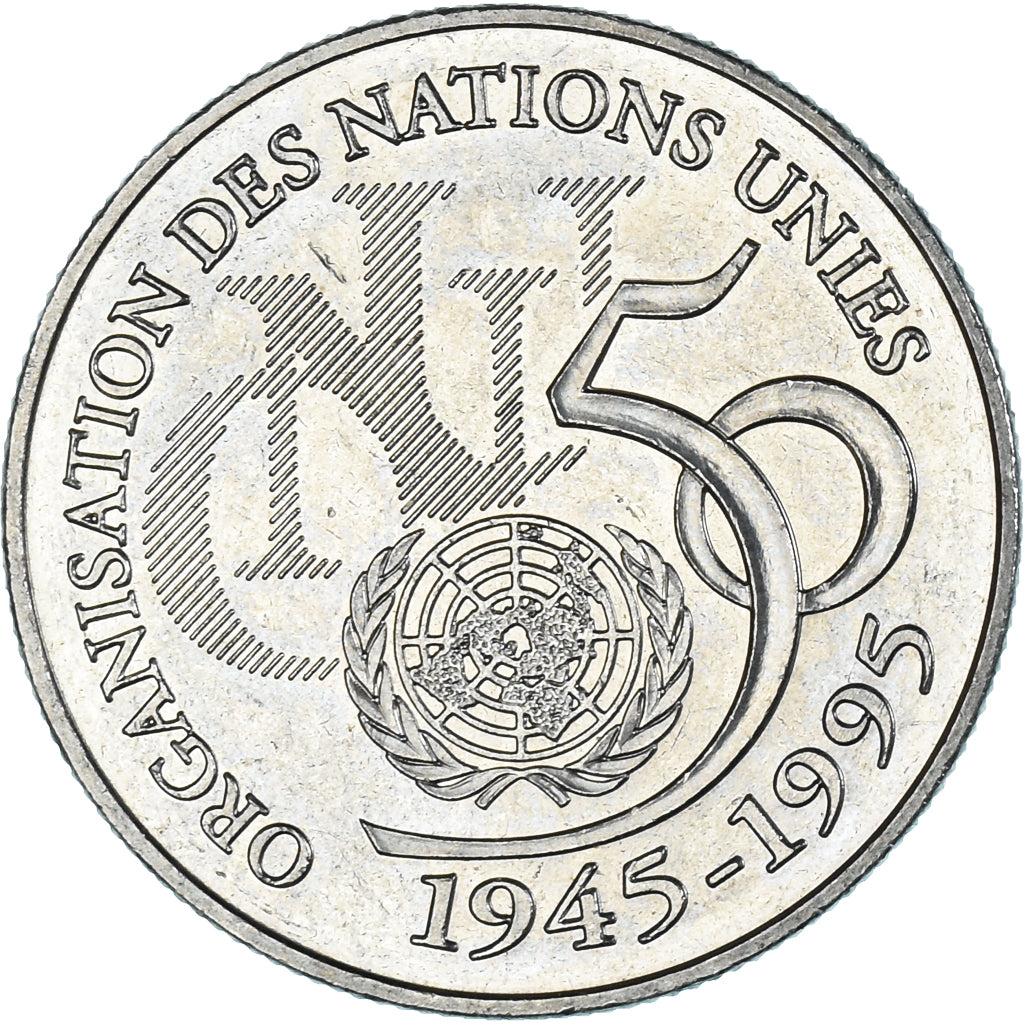 Coin, France, ONU, 5 Francs, 1995, MS(65-70), Silver, KM:1118