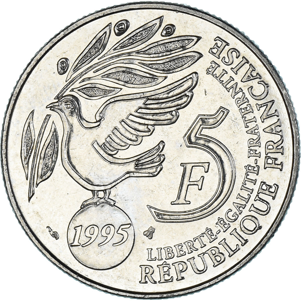 Coin, France, ONU, 5 Francs, 1995, MS(65-70), Silver, KM:1118