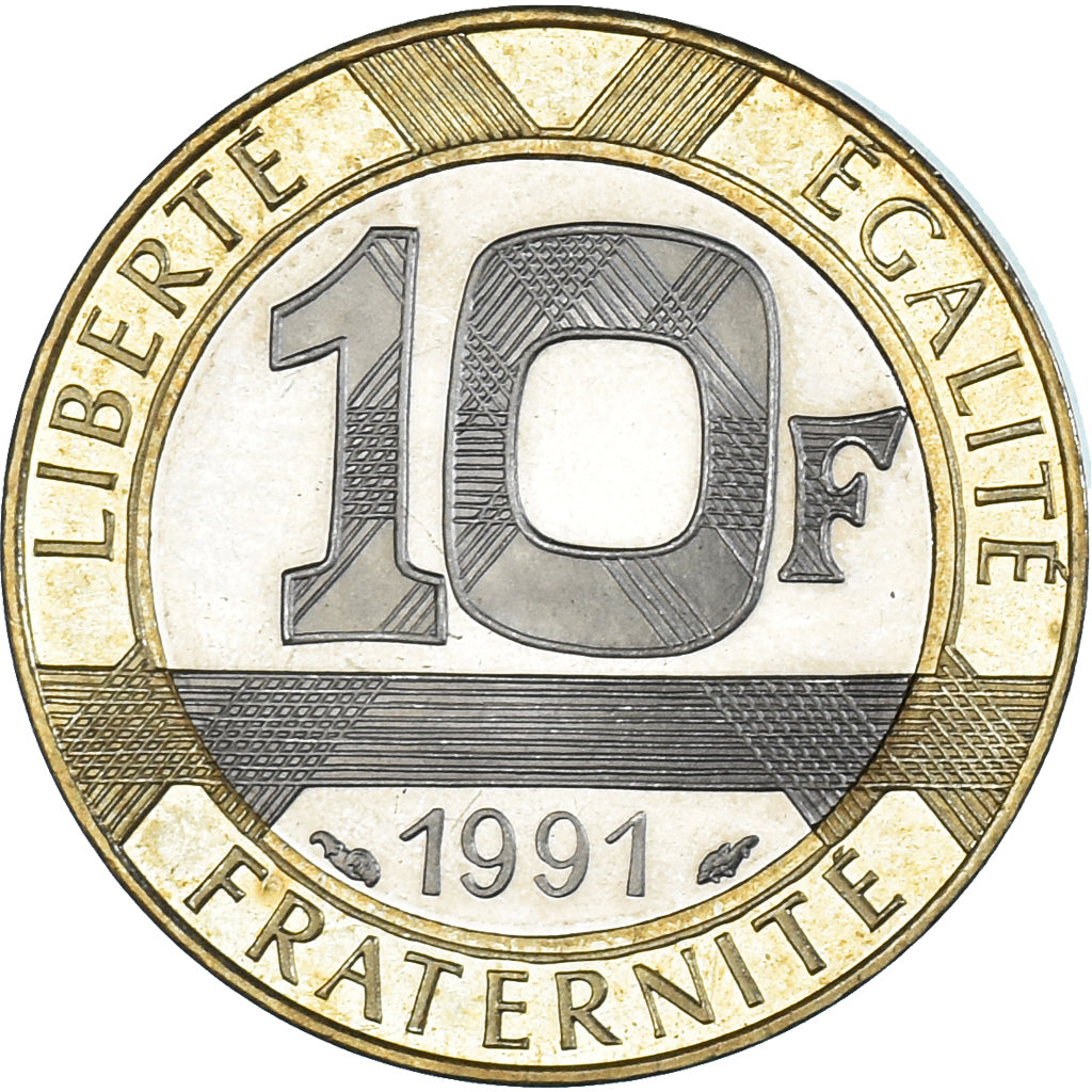 Munten, Frankrijk, Génie, 10 Francs, 1991, Proof, PR+, Aluminum-Bronze
