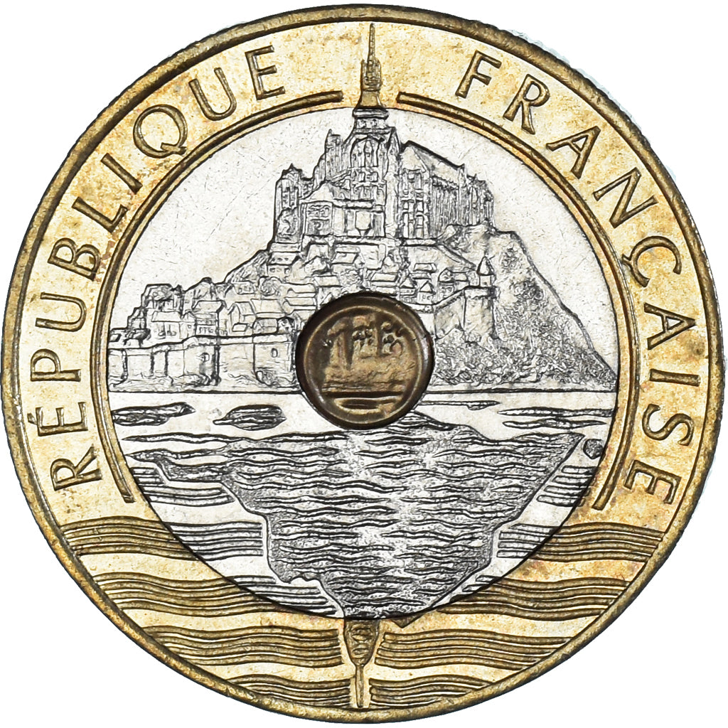 Moneta, Francia, Mont Saint Michel, 20 Francs, 1992, SPL, Tri-metallico