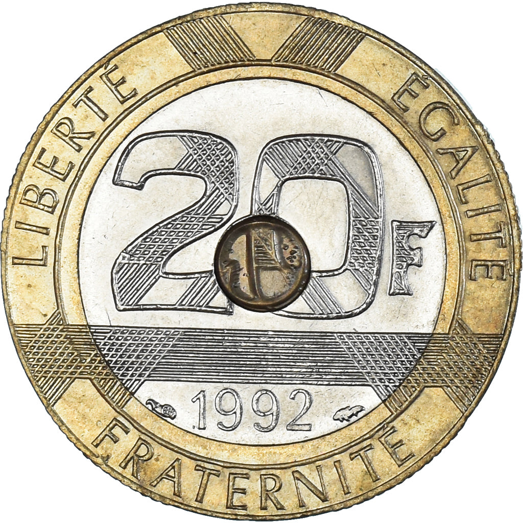 Moneta, Francia, Mont Saint Michel, 20 Francs, 1992, SPL, Tri-metallico