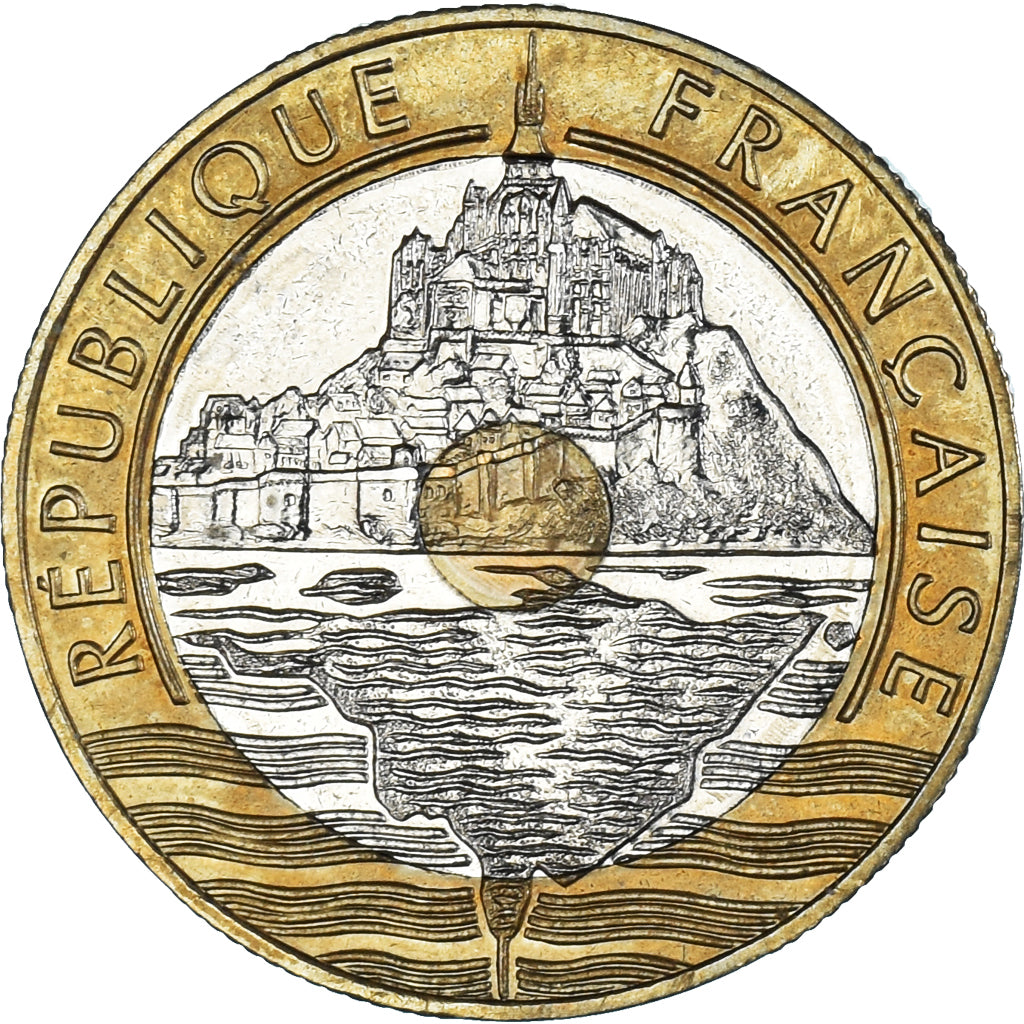 Moneta, Francia, Mont Saint Michel, 20 Francs, 1994, SPL, Tri-metallico
