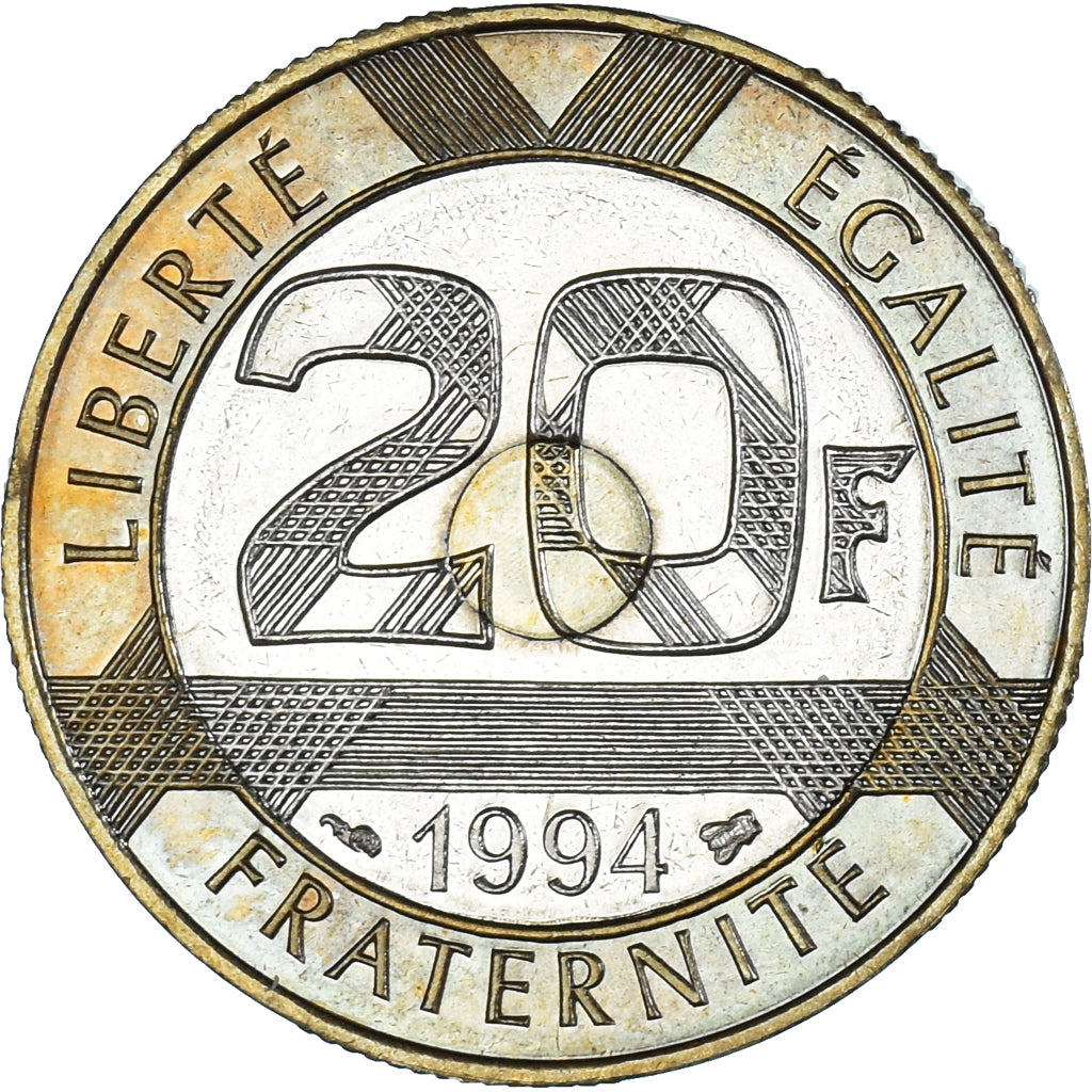 Moneta, Francia, Mont Saint Michel, 20 Francs, 1994, SPL, Tri-metallico