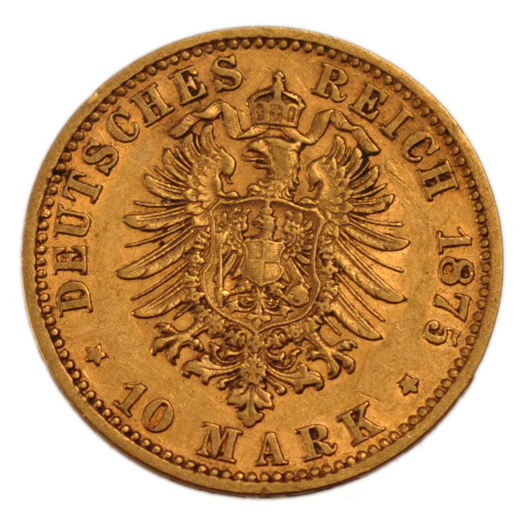 German States, 10 Mark, 1875, Munich, KM #503, EF(40-45), Gold, 3.92