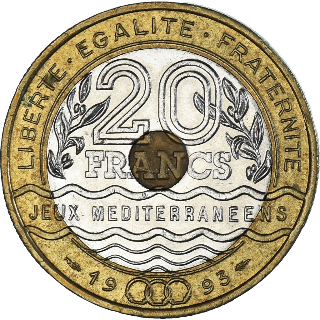Munten, Frankrijk, Jeux Méditerranéens, 20 Francs, 1993, PR, Tri-Metallic