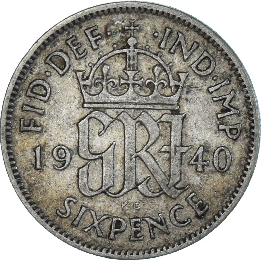 Münze, Großbritannien, George VI, 6 Pence, 1940, S+, Silber, KM:852