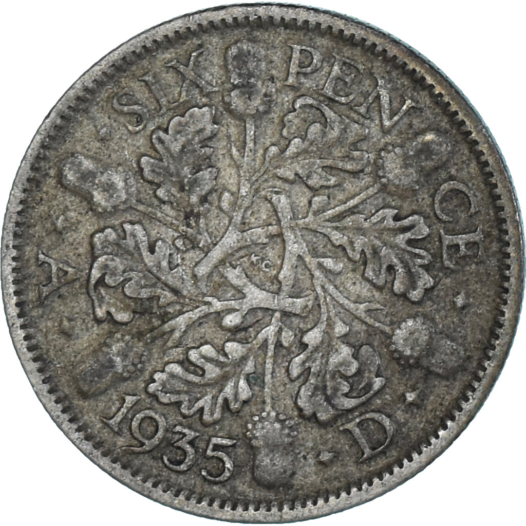 Münze, Großbritannien, George V, 6 Pence, 1935, SS+, Silber, KM:832