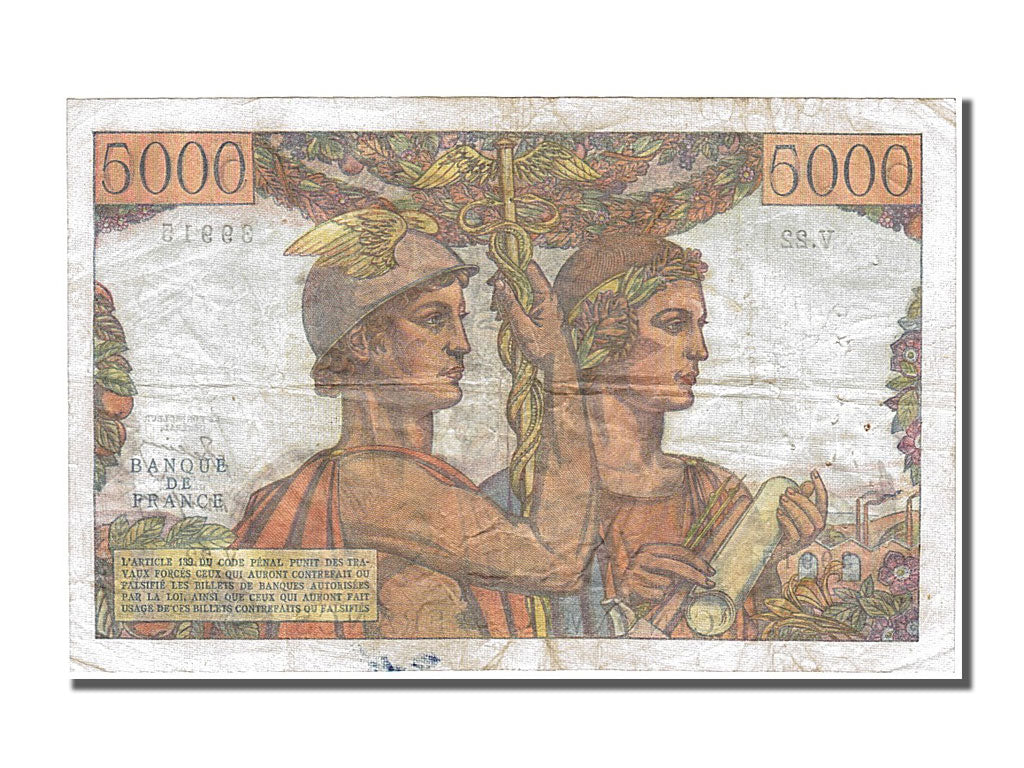 France, 5000 Francs, 5 000 F 1949-1957 ''Terre et Mer'', 1949, KM #131a,...