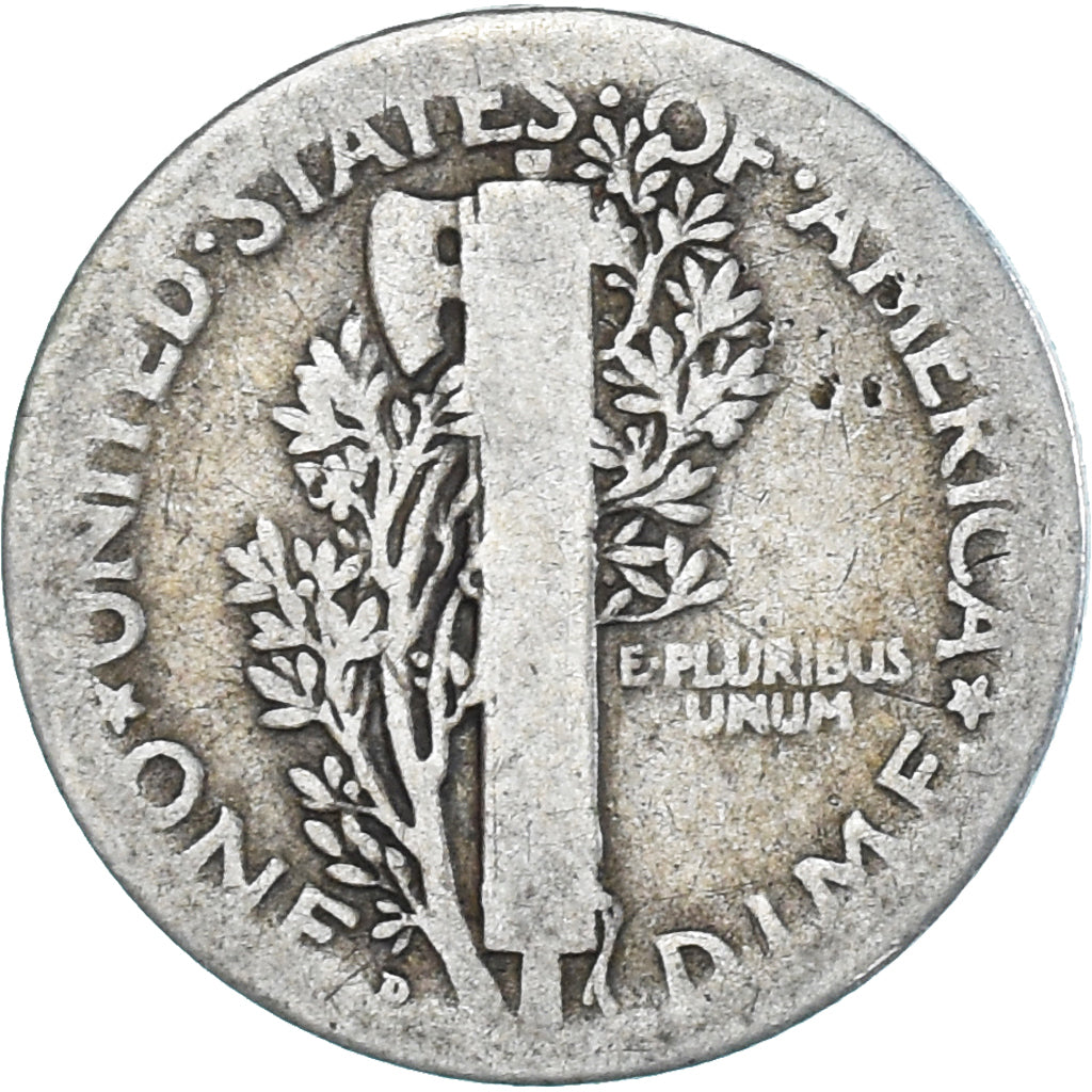 Coin, United States, Mercury Dime, Dime, 1919, U.S. Mint, Denver, F(12-15)