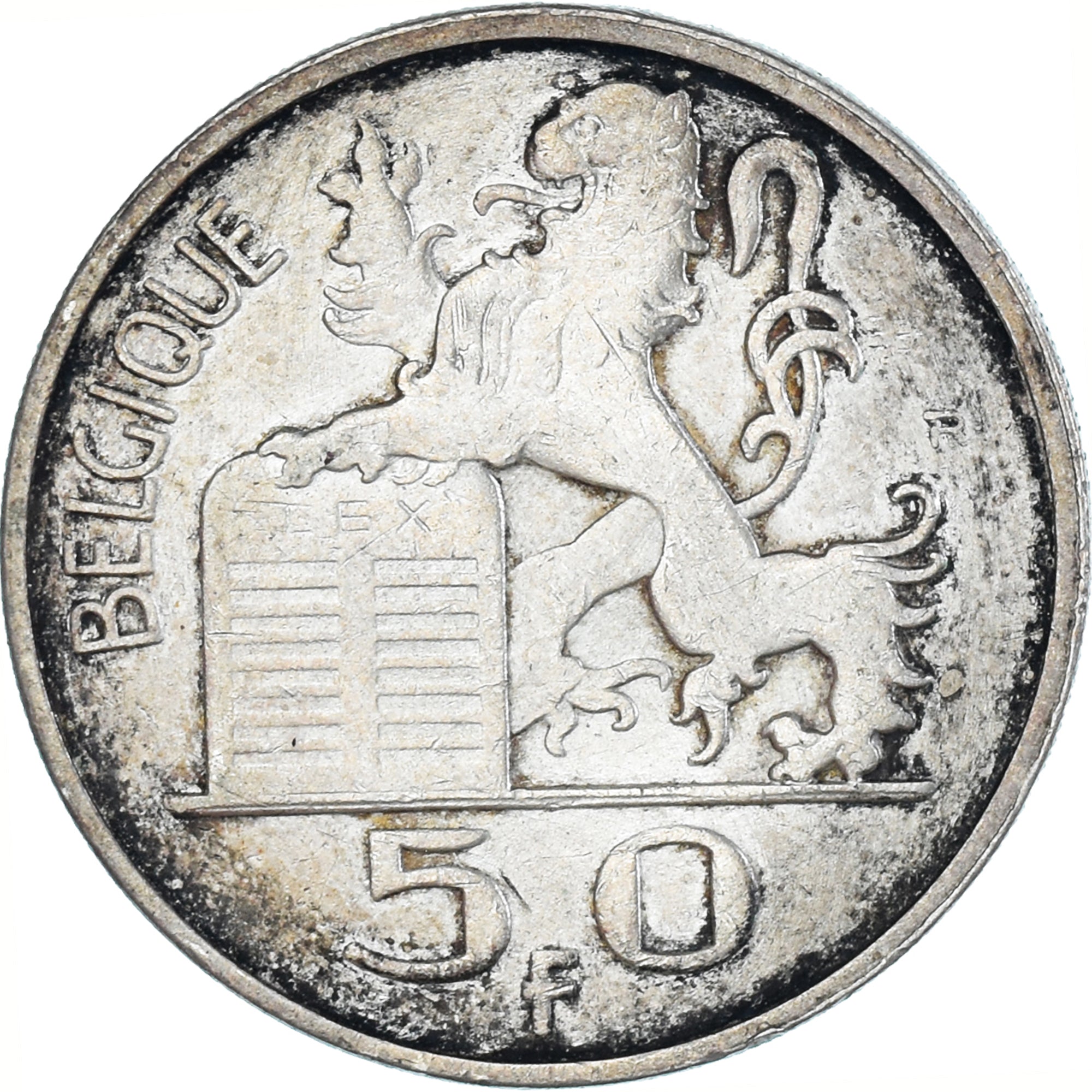 Coin, Belgium, 50 Francs, 50 Frank, 1948, AU(55-58), Silver, KM:136.1