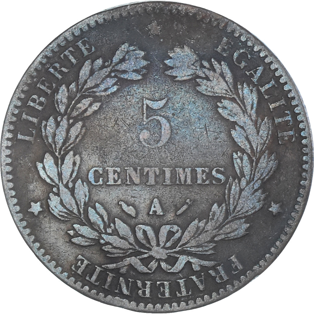 Coin, France, Cérès, 5 Centimes, 1882, Paris, VF(30-35), Bronze, KM:821.1