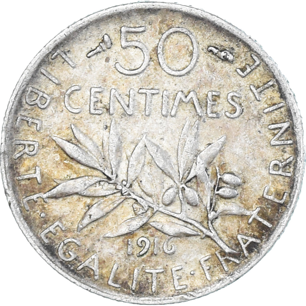 Münze, Frankreich, Semeuse, 50 Centimes, 1916, Paris, S+, Silber, KM:854