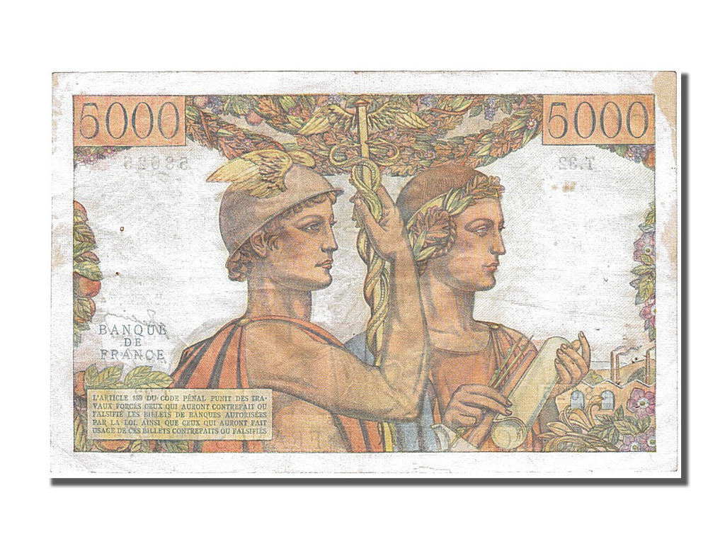 Geldschein, Frankreich, 5000 Francs, 5 000 F 1949-1957 ''Terre et Mer'', 1949