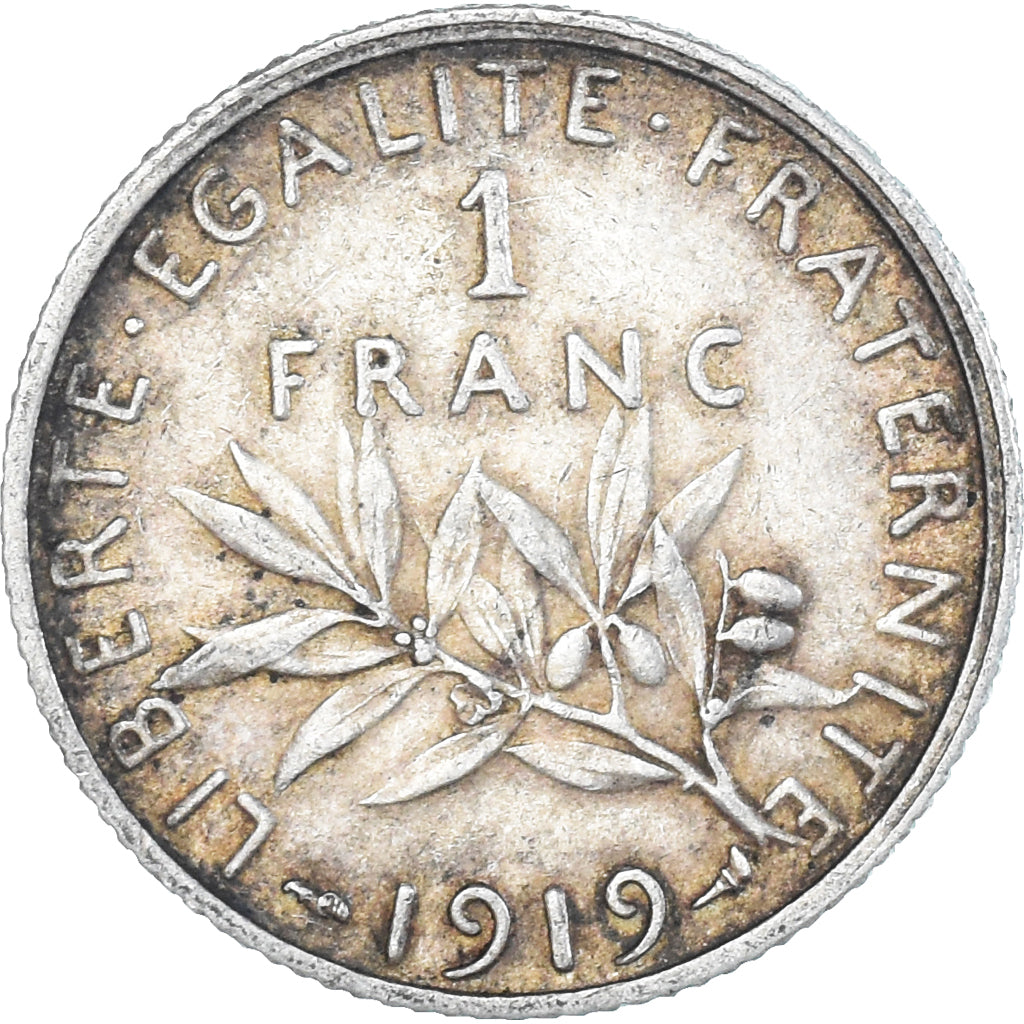 Coin, France, Semeuse, Franc, 1919, Paris, AU(55-58), Silver, KM:844.1