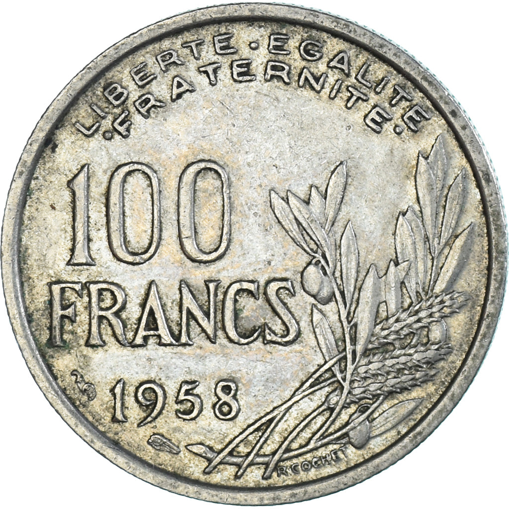 Coin, France, Cochet, 100 Francs, 1958, EF(40-45), Copper-nickel, KM:919.1