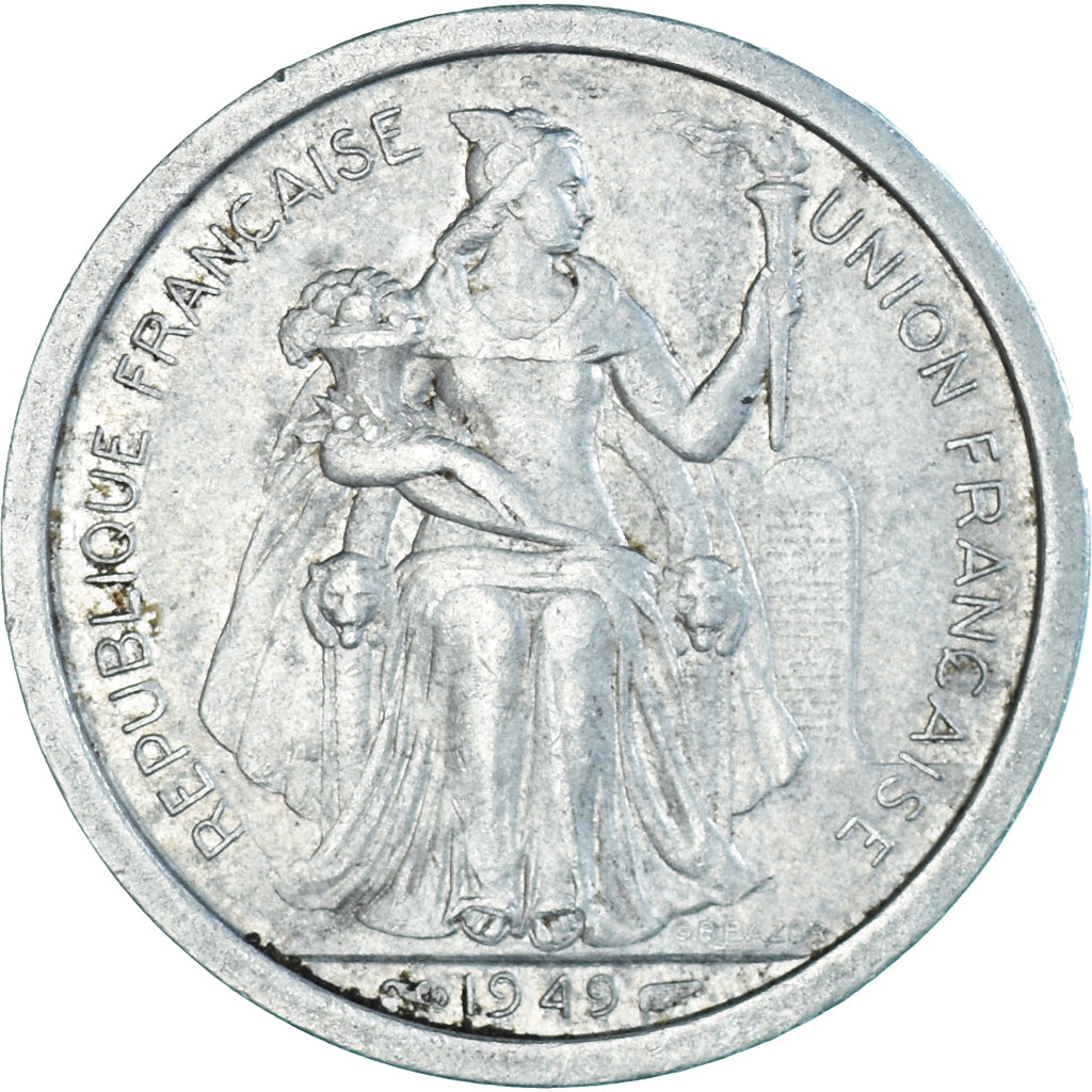 Moneta, Nowa Kaledonia, 2 Francs, 1949, Paris, AU(55-58), Aluminium, KM:3