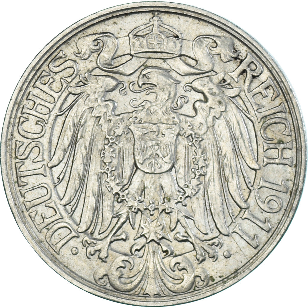 Coin, GERMANY - EMPIRE, Wilhelm II, 25 Pfennig, 1911, Berlin, AU(55-58), Nickel