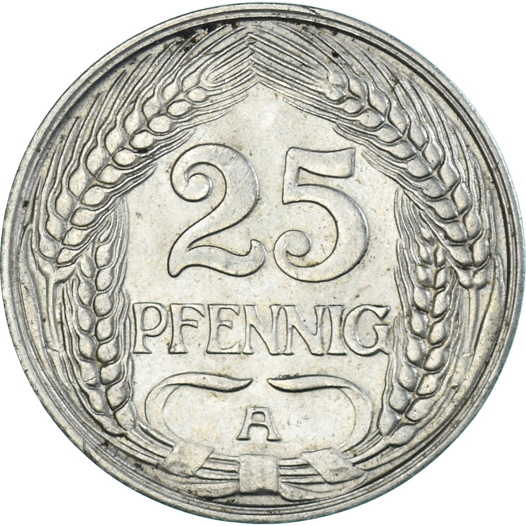 Coin, GERMANY - EMPIRE, Wilhelm II, 25 Pfennig, 1911, Berlin, AU(55-58), Nickel