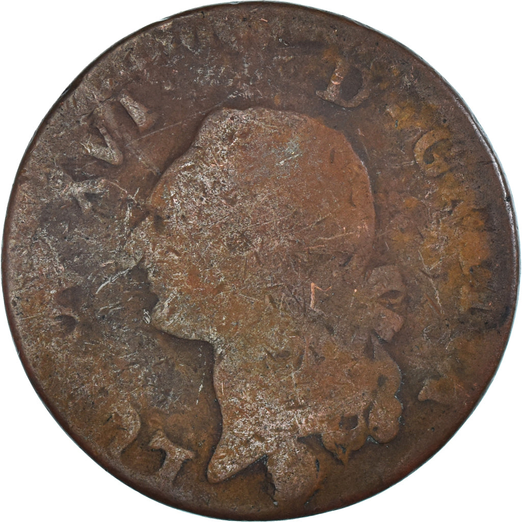 Coin, France, Louis XVI, Sol ou sou, Sol, 1785, Bordeaux, F(12-15), Copper