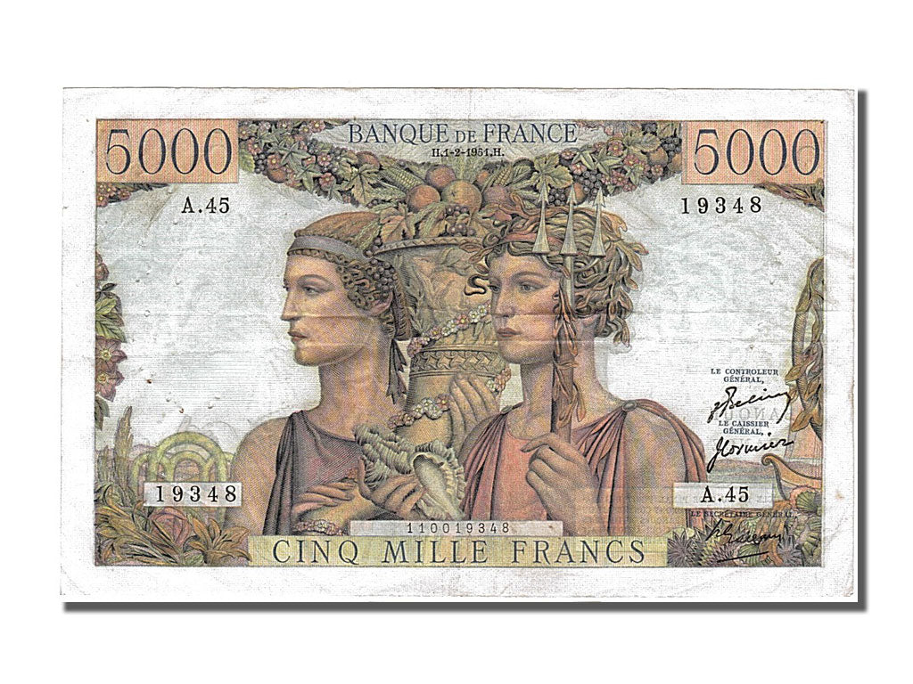 Banknote, France, 5000 Francs, 5 000 F 1949-1957 ''Terre et Mer'', 1951