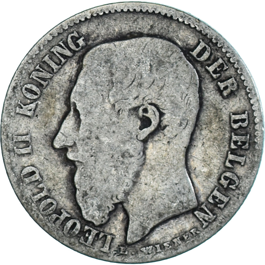 Münze, Belgien, Leopold II, 50 Centimes, 1886, S, Silber, KM:27