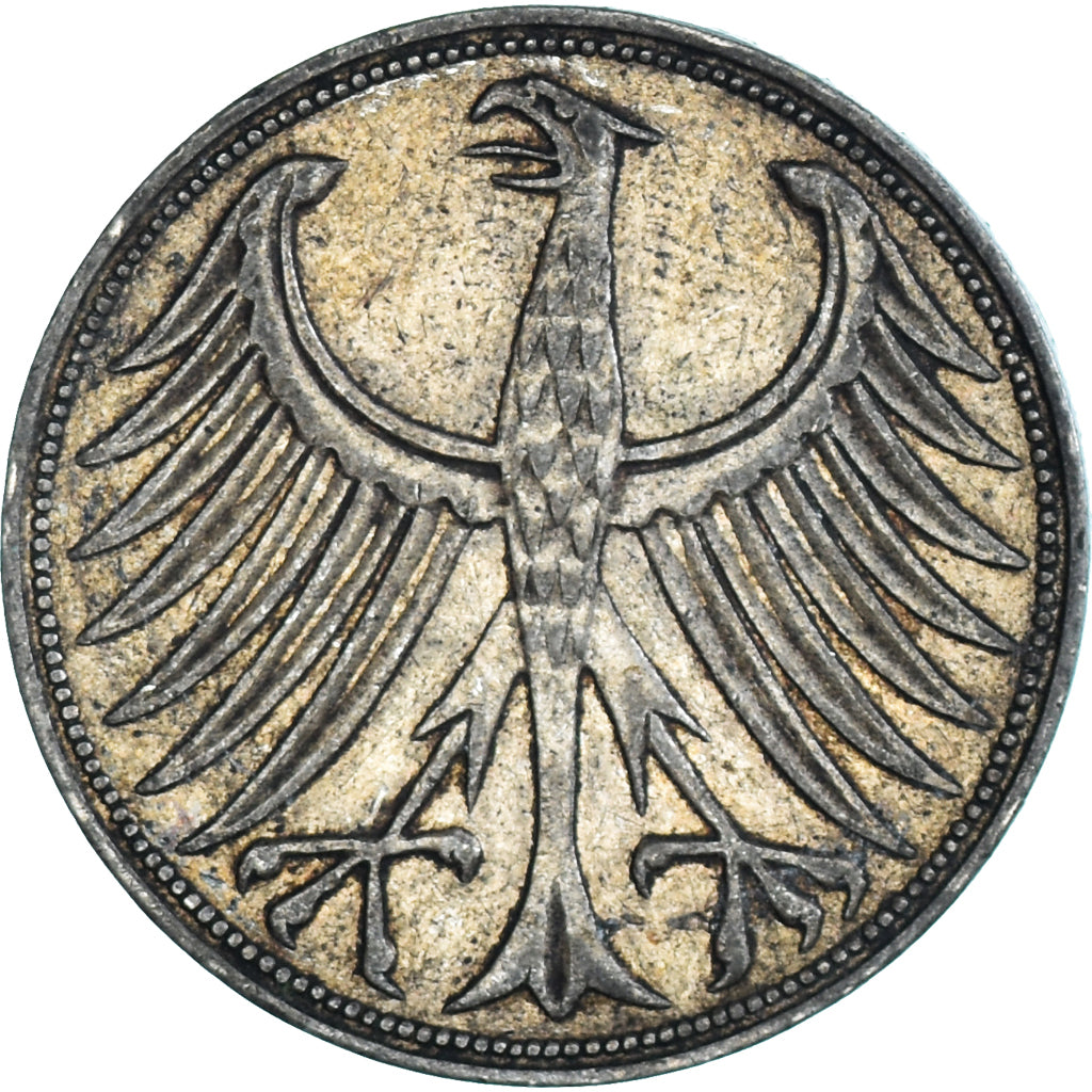 Moeda, ALEMANHA - REPÚBLICA FEDERAL, 5 Mark, 1951, Stuttgart, AU(55-58), Prata