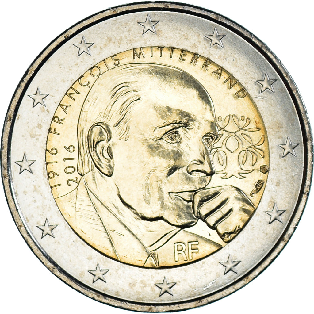 Francia, 2 Euro, 2016, François Mitterand, EBC+, Bimetálico