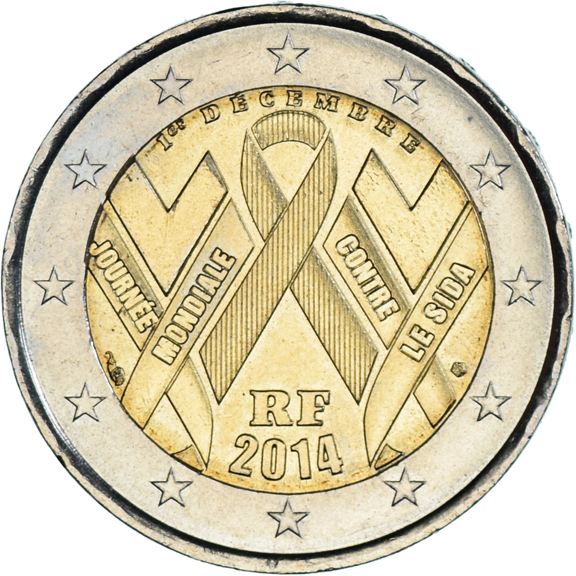 Frankrijk, 2 Euro, 2014, Monnaie de Paris, Journée Mondiale Contre le Sida