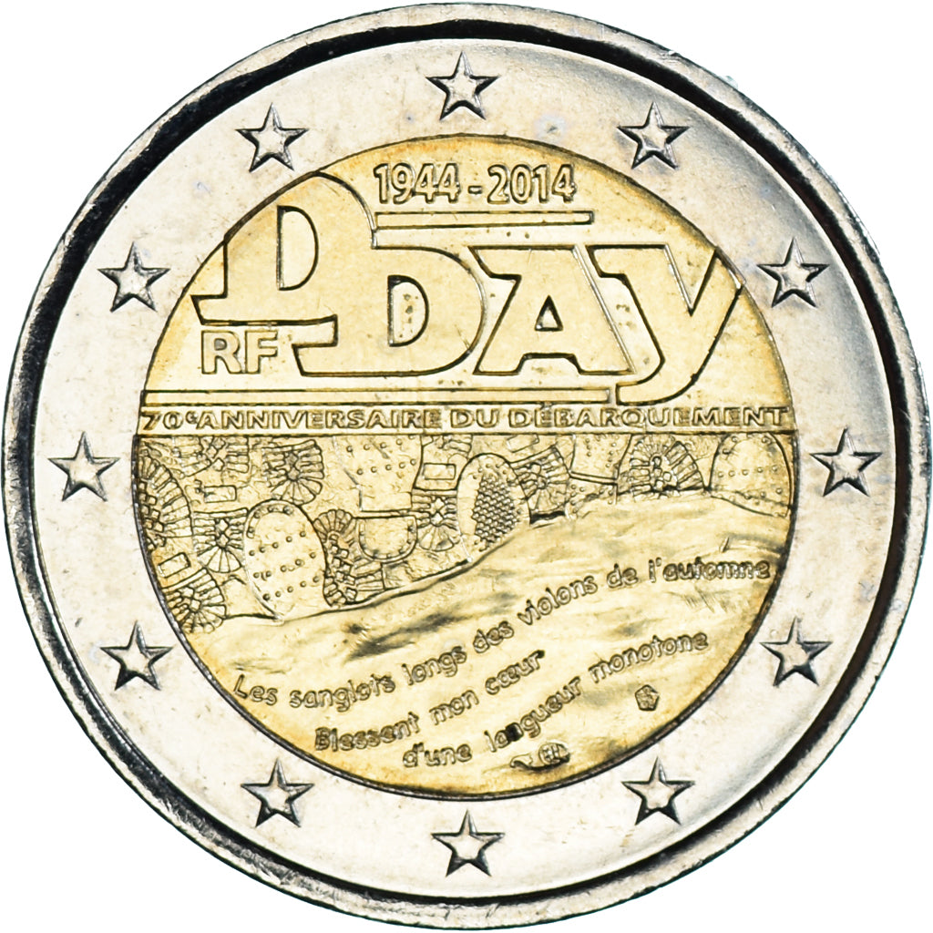Francia, 2 Euro, 2014, 70e Anniversaire du Débarquement de Normandie D-DAY