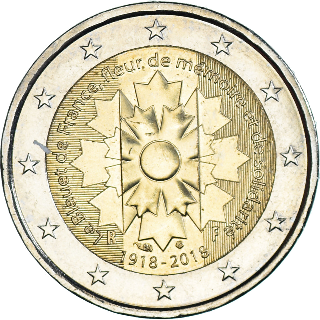 France, 2 Euro, 2018, Bleuet de France Fleur de Mémoire, SUP, Bimétallique
