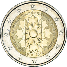 France, 2 Euro, 2018, Bleuet de France Fleur de Mémoire, SUP, Bimétallique