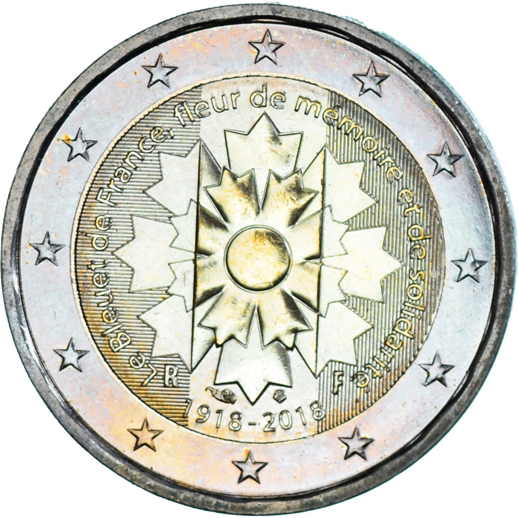 France, 2 Euro, 2018, Bleuet de France Fleur de Mémoire, SPL, Bimétallique