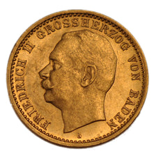 Stati tedeschi, BADEN, Friedrich II, 10 Mark, 1909, Stuttgart, SPL-, Oro, KM:282