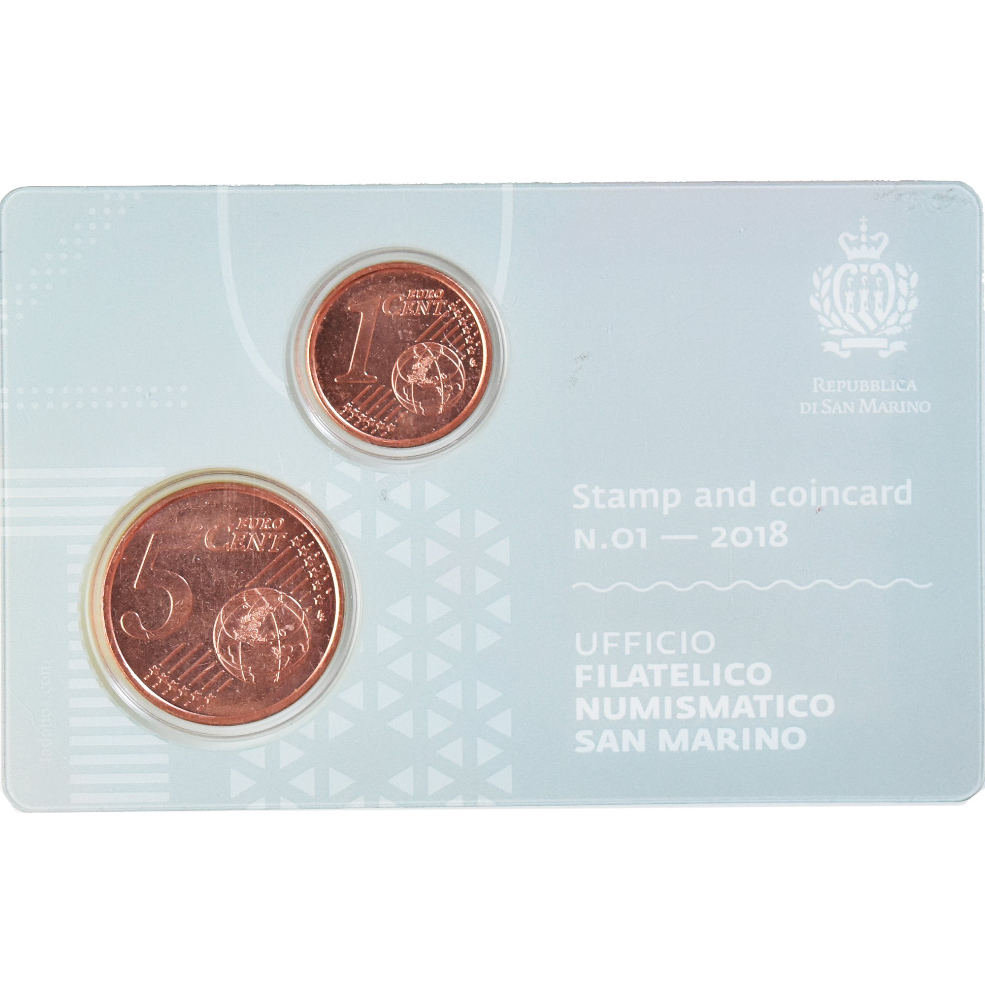 San Marino, Set, 2018, Stamp and coin card N°01, MS(65-70)
