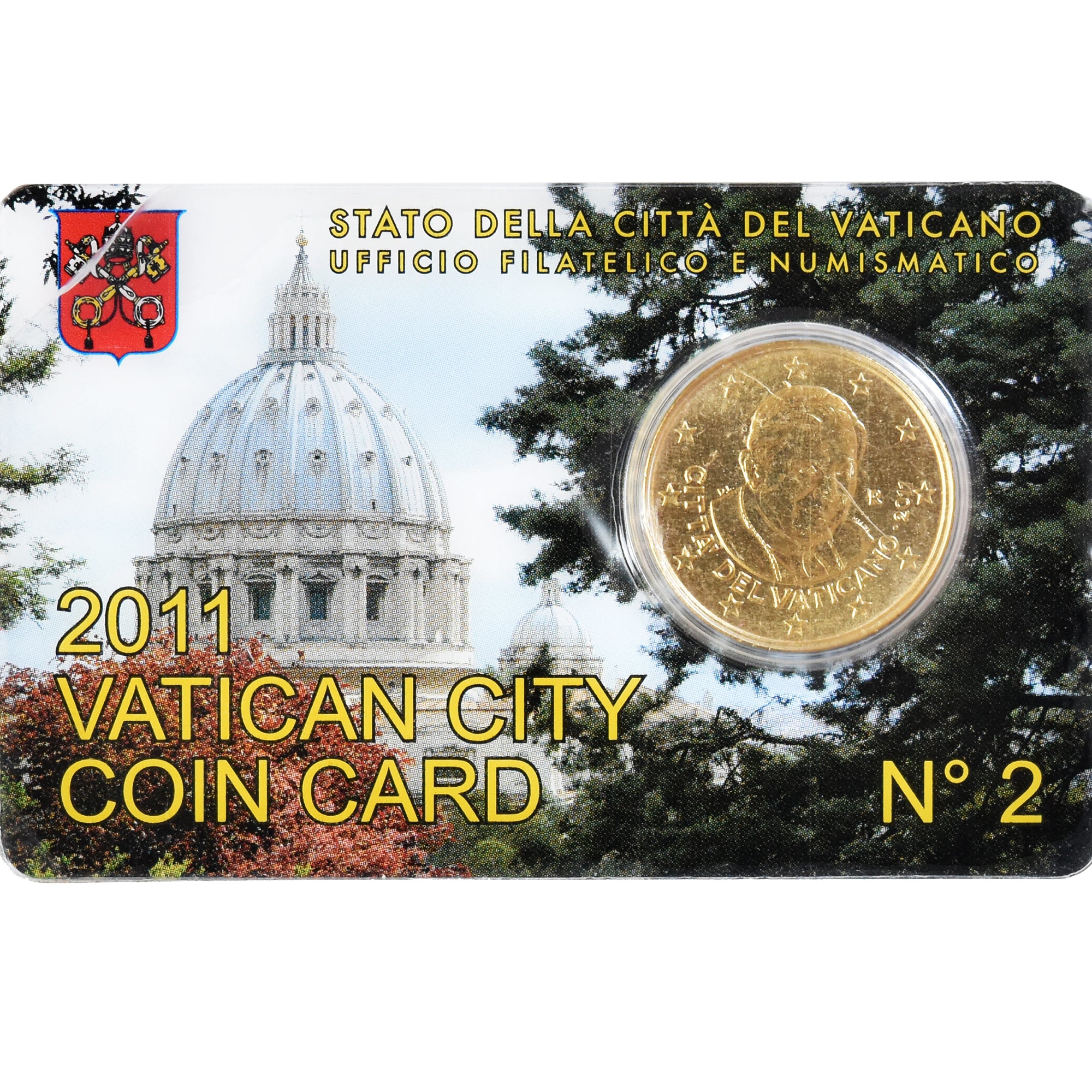 VATICAN CITY, Pape Benoit XVI, 50 Euro Cent, 2011, Rome, Coin card N2, MS(65-70)