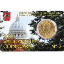 VATICAN CITY, Pape Benoit XVI, 50 Euro Cent, 2011, Rome, Coin card N2, MS(65-70)