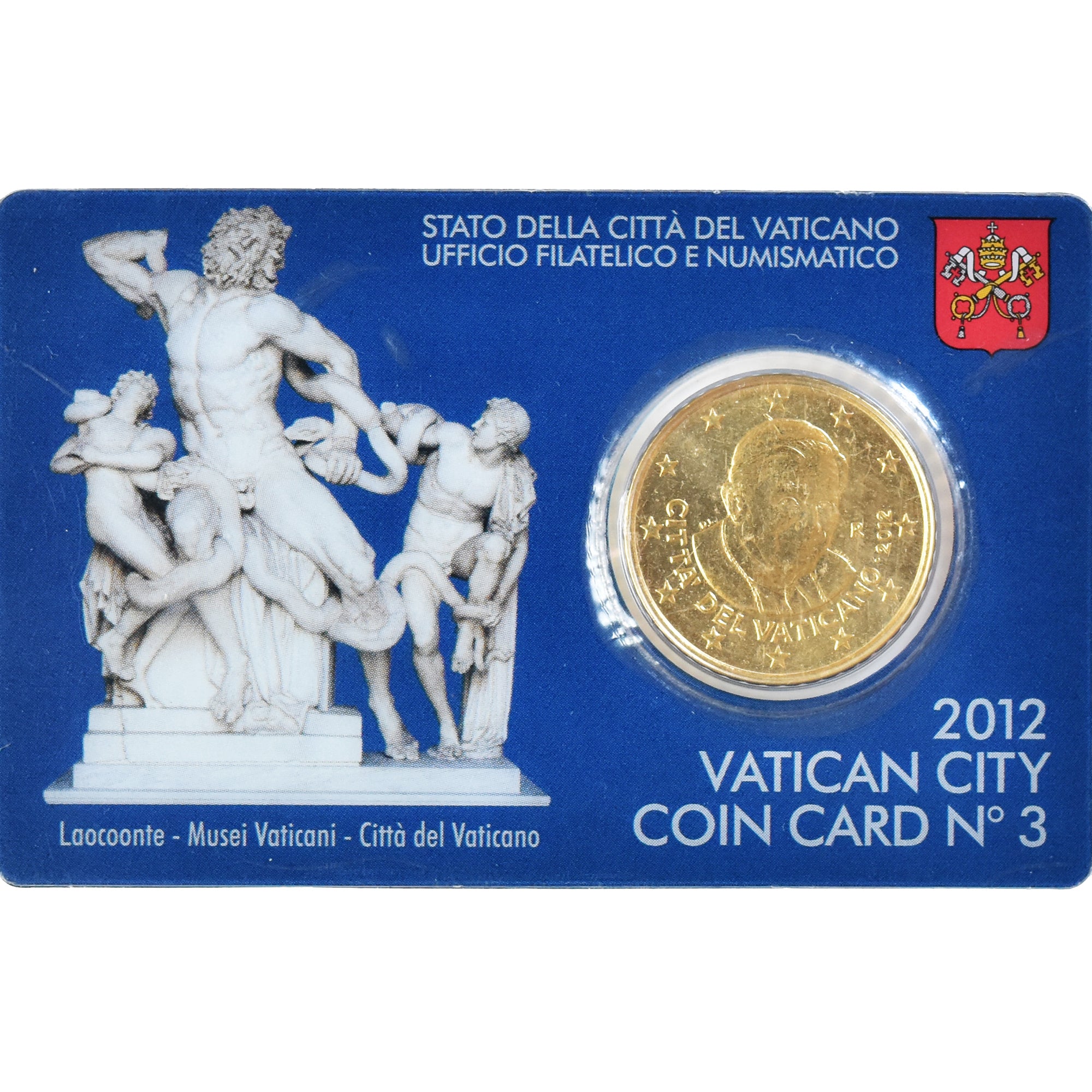 VATICAN CITY, Pape Benoit XVI, 50 Euro Cent, 2012, Rome, Coin card N3, MS(65-70)