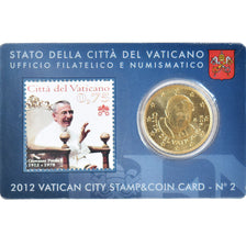 CITTÀ DEL VATICANO, 50 Euro Cent, 2012, Rome, Stamp and coin card, FDC, Ottone