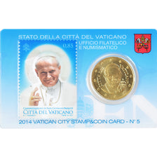 Vaticano, 50 Euro Cent, 2014, Stamp and coin card, FDC, Ottone