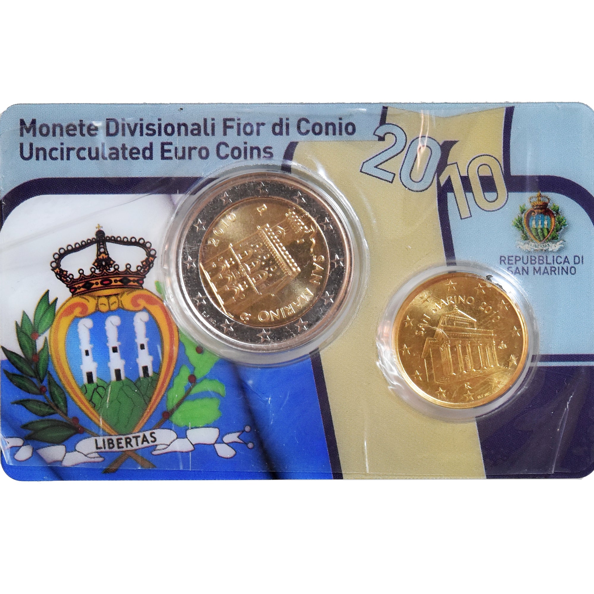 San Marino, 2 Euro, 2010, Rome, Coin Card .BU, MS(65-70), Bi-Metallic, KM:486