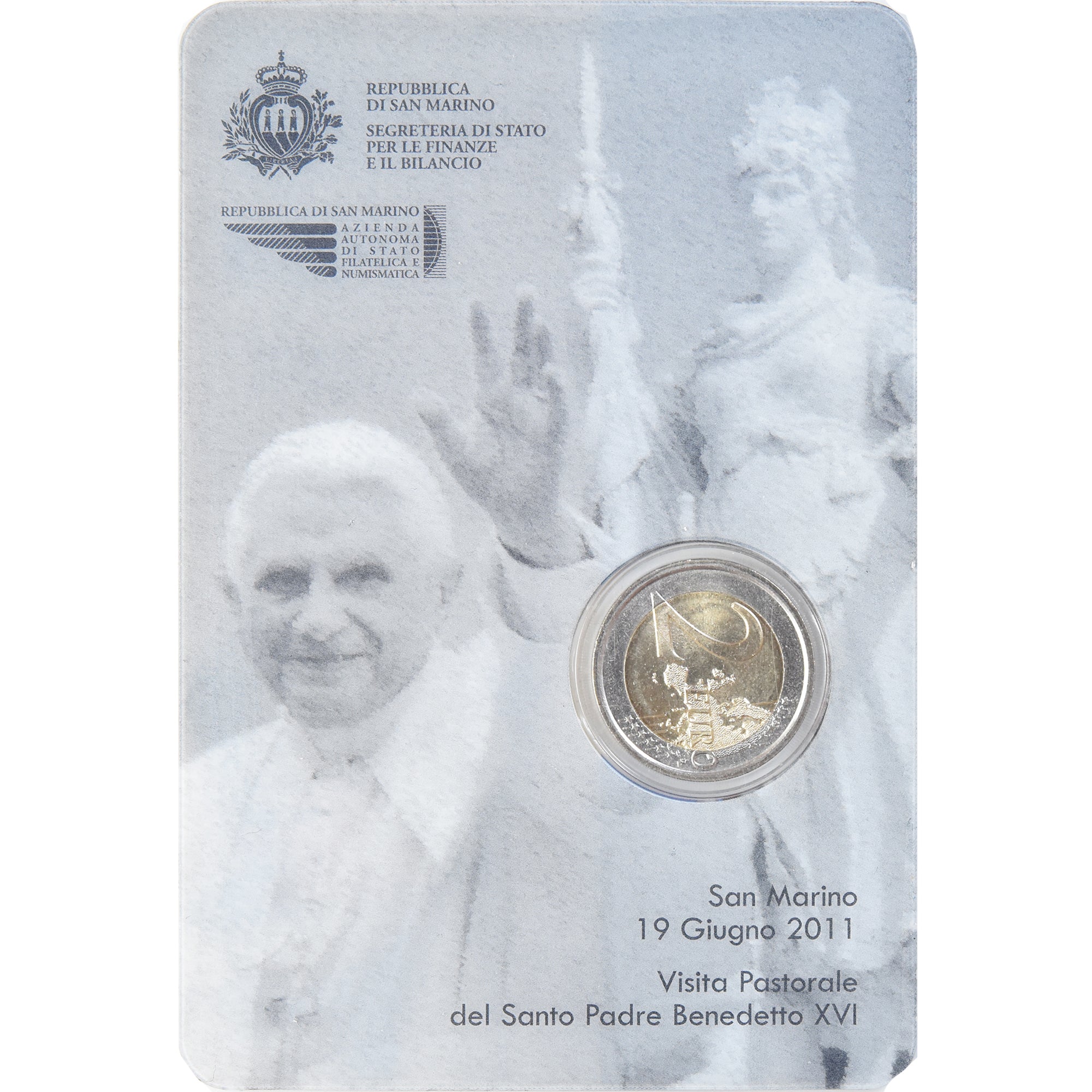 Saint Marin , 2 Euro, 2011, Rome, Visita Pastorale Del Santo Padre Benedetto
