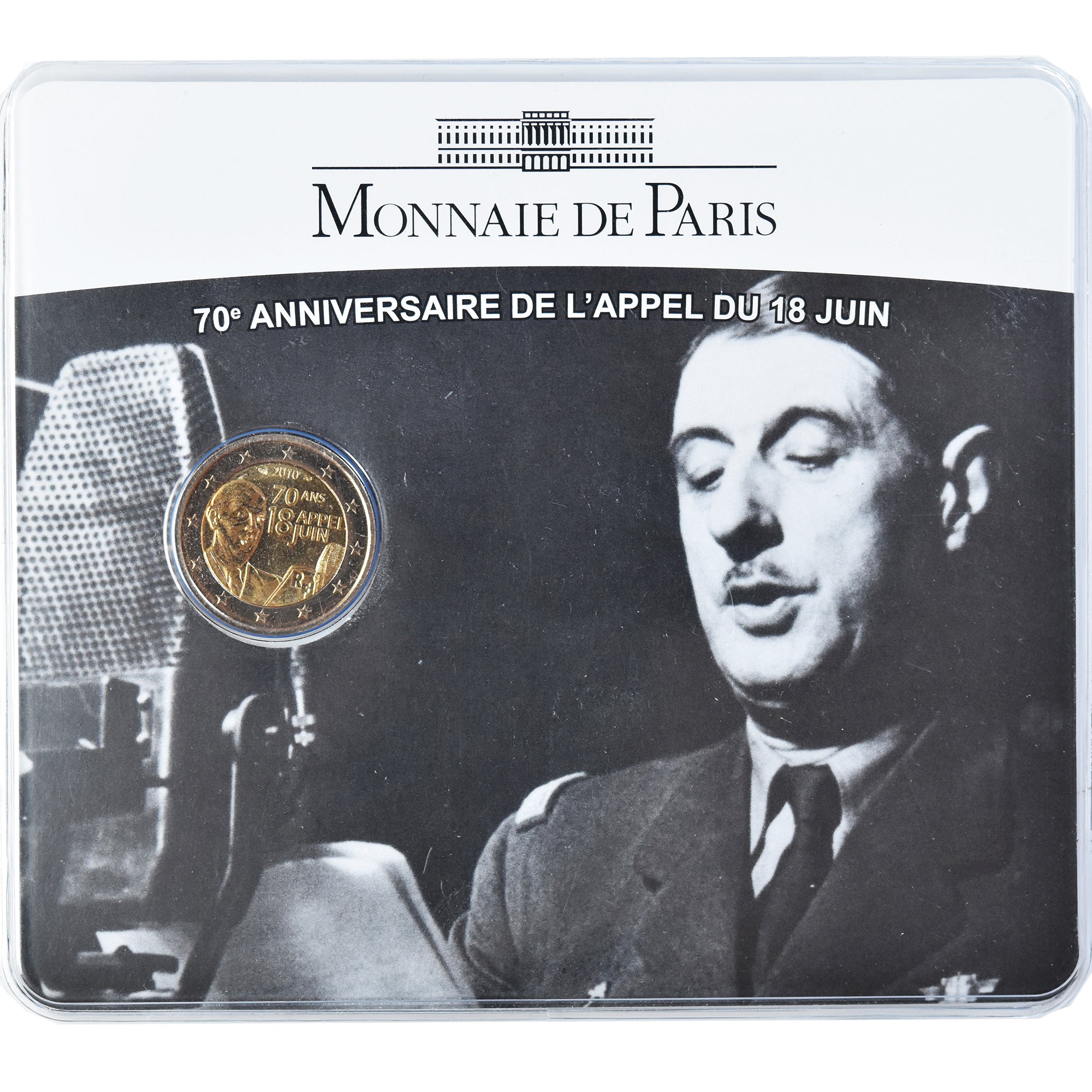 France, 2 Euro, Coin Card, appel du 18 juin, 2010, Paris, BU, MS(65-70),