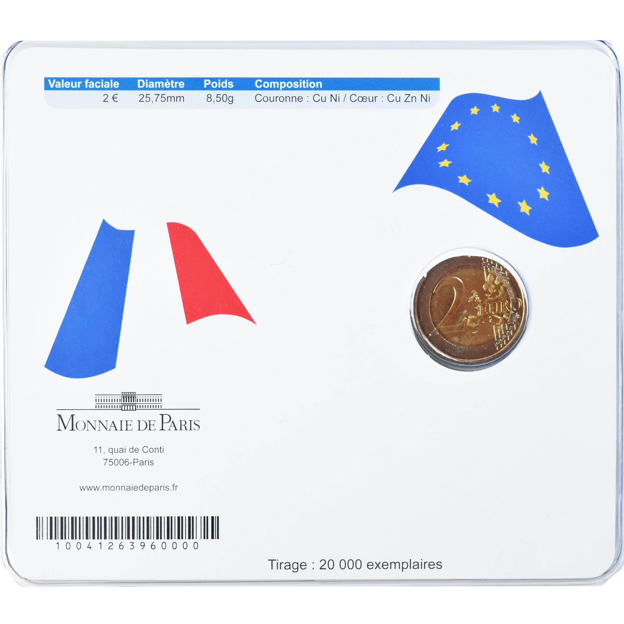 France, 2 Euro, Coin Card, appel du 18 juin, 2010, Paris, BU, MS(65-70),