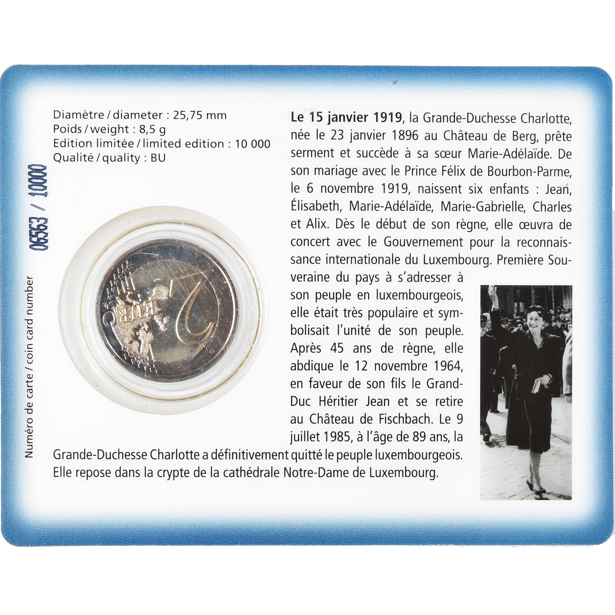 Luxemburgo, 2 Euro, Coin Card, 2009, Changement de trône Grande Duchesse