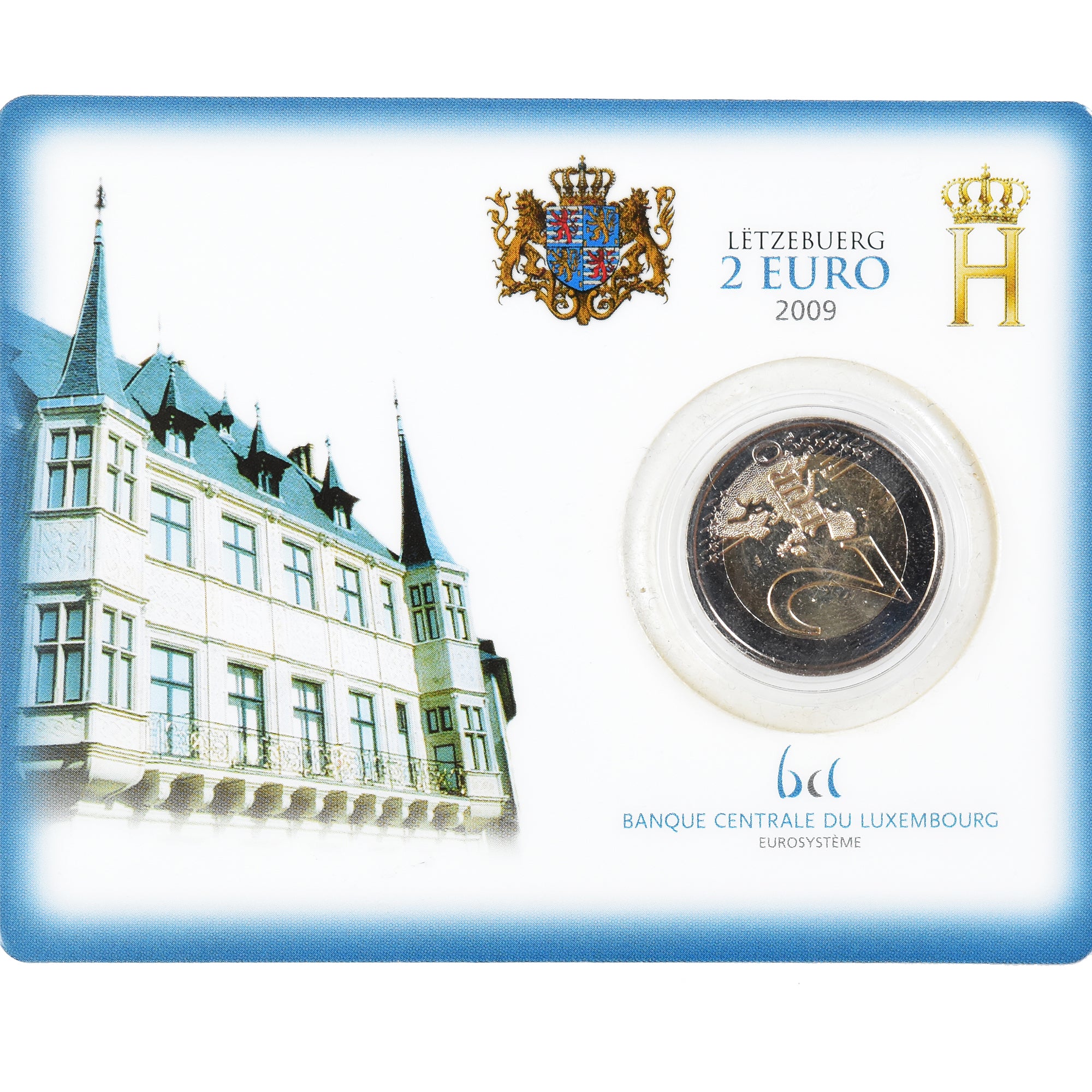 Luxembourg, 2 Euro, Coin Card, 2009, Changement de trône Grande Duchesse