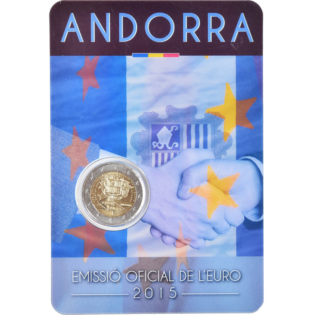 Andorre, 2 Euro, Coin Card, 2015, Accord douanier, FDC, Bimétallique
