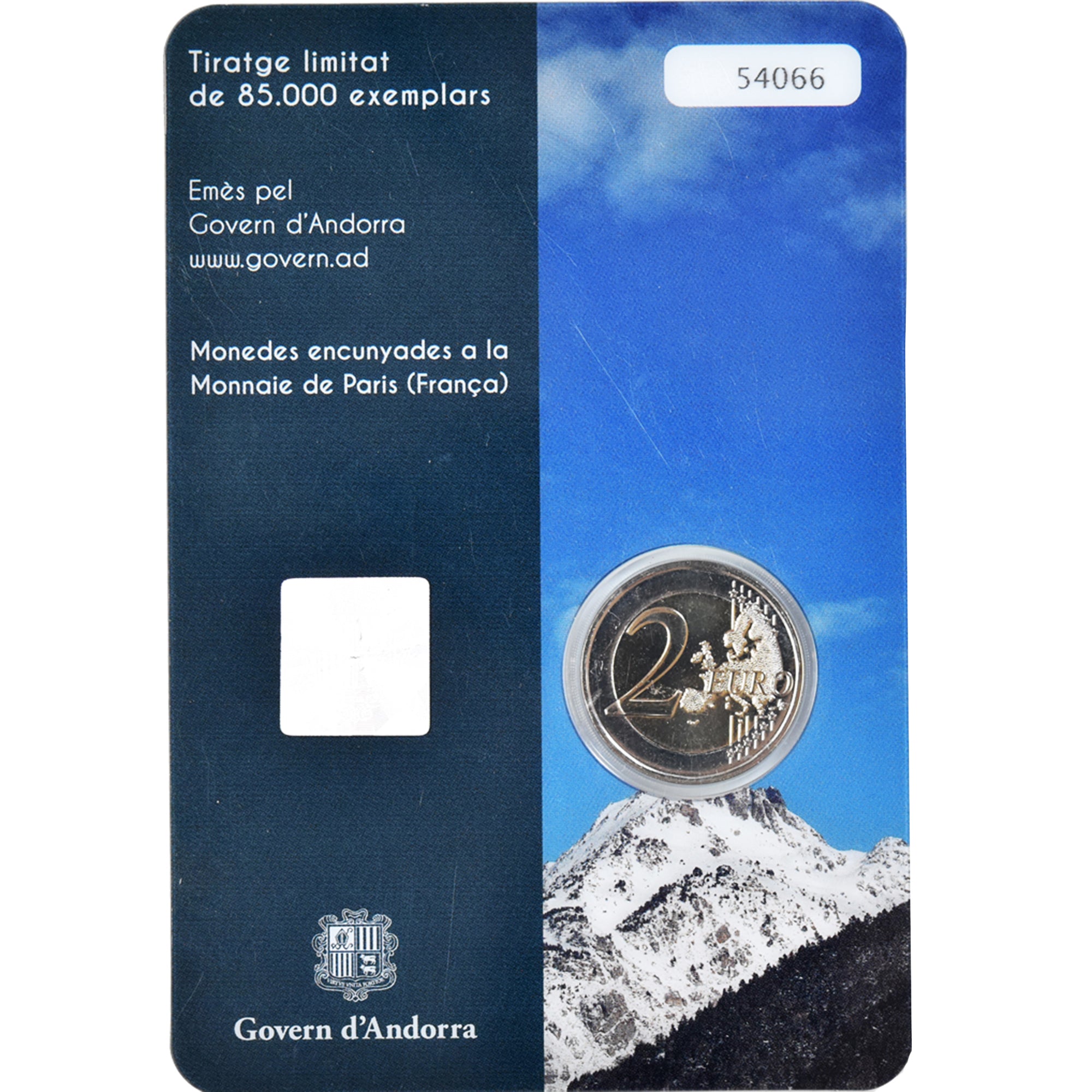 Andorra, 2 Euro, Coin Card, 2017, les armoiries de l'Andorre et la devise, FDC