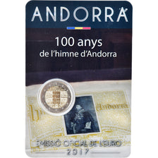 Andorra, 2 Euro, 100 ans de l'hymne national, 2017, Coin card, FDC, Bimetálico