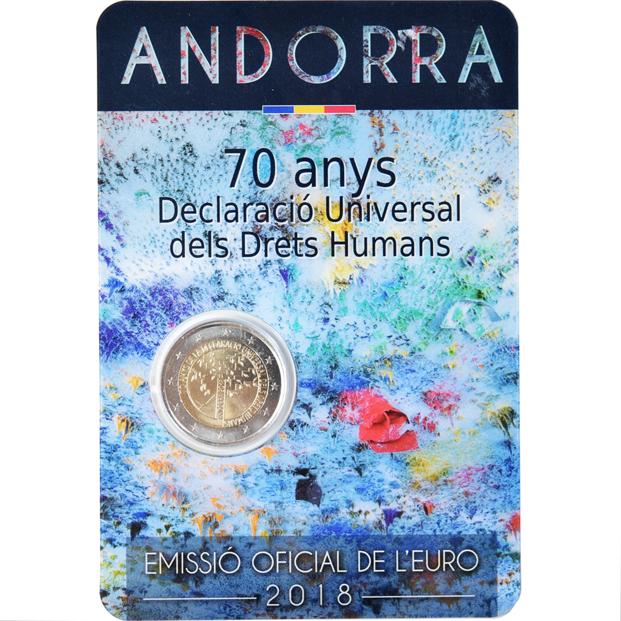 Andorre, 2 Euro, 70 ans de la déclaration universelle des droits de l'homme
